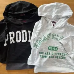 ［グレー&黒2枚セット］LOVETOXIC半袖パーカー&タンクトップ（140）