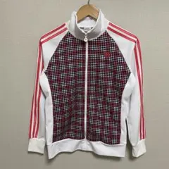 【L519】 adidas 千鳥柄 トラックジャケット サイズM ピンク