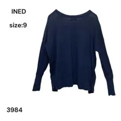 イネド　INED シャツ　トップス　長袖　ネイビー　9 おしゃれのサムネイル