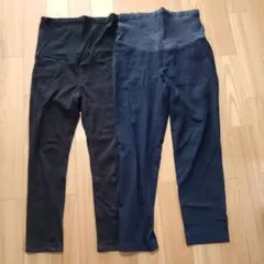 マタニティパンツ 2点セット ブラック ネイビー