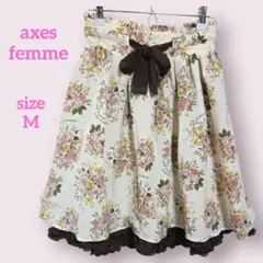 アクシーズファム 花柄 フリル スカート アンティークローズ リボン M