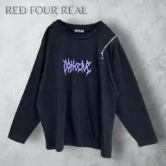 【RAD FOUR REAL】　長袖カットソー　肩ジップ　プリント　Y2K