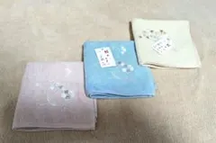 宇野千代　花柄刺繍タオルハンカチ3枚セット