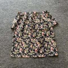 フリル　花柄　ミニスカート