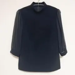 ボーダーズアットバルコニー BLOUSE NOIR ブラウス ハイネック シアー