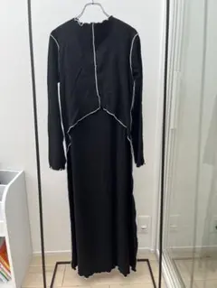 パールズ　授乳ケープ一体型 マキシ丈ラウンジサーマルワンピース　ブラック