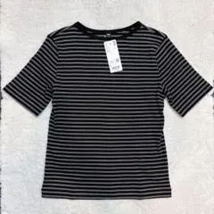 UNIQLO リブボートネックT 5分袖 ボーダー
