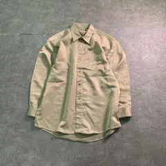 7BS1 【N.A.F】ストライプ柄　長シャツシャツ　カーキ　古着 used