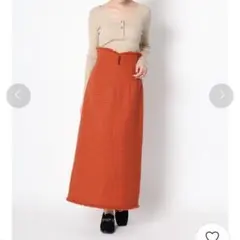 【美品】Lily Brown ウール混フリンジロングスカート テラコッタ S