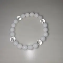 天然石 ホワイトアゲート× 水晶ブレスレット レディース