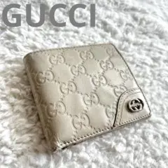 希少✨GUCCI GG シマ インターロッキング 　二つ折り財布　オフホワイト