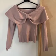 ビッグリボンパールニットトップス[dr672] ピンク