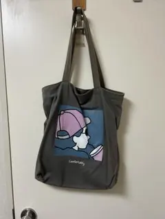 キャラクターイラスト トートバッグ グレー