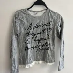 ストライプ 長袖カットソー グレー