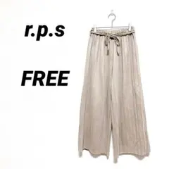 アールピーエス スエード調 プリーツワイドパンツ ウエスト総ゴム F