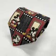 美品 Disney ディズニー Tie Rack ネクタイ 総柄 ミッキー