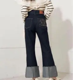 Chico ロールアップデニムパンツ 0ネイビー