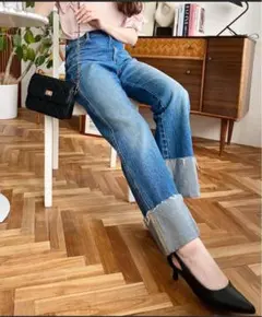 moment デニム ロールアップ　M