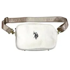【美品】U.S.POLOASSN.白コーデュロイショルダーバッグ