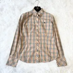 バーバリーブルーレーベル ノバチェック柄 長袖シャツ ホース刺繍