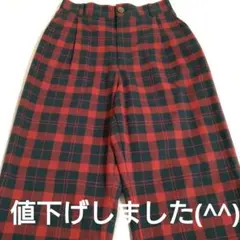 タータンチェック柄カジュアルパンツGU　赤のネイビーチェック
