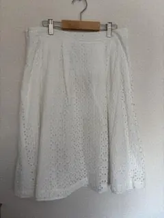 【ZARA】ホワイト フレアスカート コットンレース　Lのサムネイル
