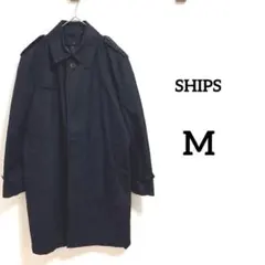【SHIPS】ステンカラーコート size:M ブラック　裏地ダウン取外し可