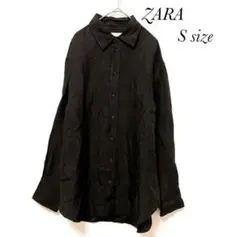 ZARA 長袖 シャツ オーバーサイズ ゆるめ S 羽織り シワ加工 a0283