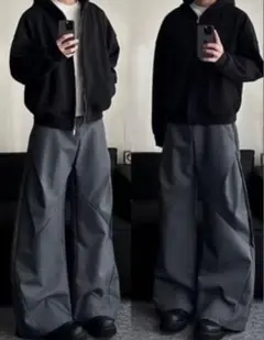 【即日発送】　変形ワイドパンツ　フレアスラックス　深水光太　opium グレー