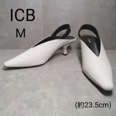 ICB バックベルトパンプス ホワイト ヒール M 約23.5cm
