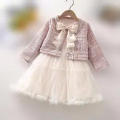 キッズ入学式スーツ2点セット120保育園フォーマル卒園式ツイード女の子ピンク子供