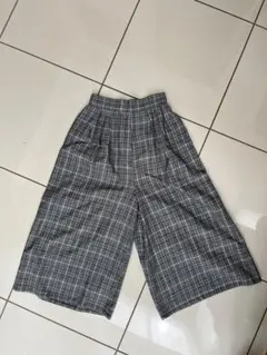 グレー系チェック ワイドパンツ 150