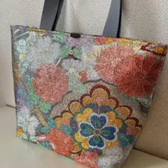 帯リメイク トートバック 雪輪 桜 黒 - メルカリ