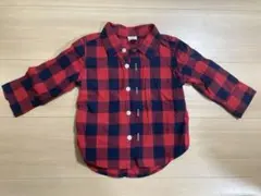 GAP 赤と紺のチェック柄長袖シャツ 18-24ヶ月
