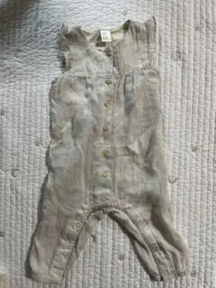 H&M ベージュ フリル付きオーバーオール 74cm