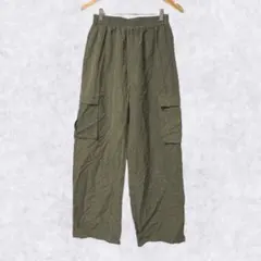 Effordran 【L】 オリーブ カーゴパンツ ワイドシルエット 総ゴム