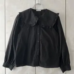 COLZA ビッグ襟　ブラウス　黒　M フリル