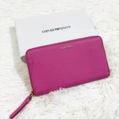 EMPORIO ARMANI ラウンドファスナー長財布 ピンク Y3H168 桃