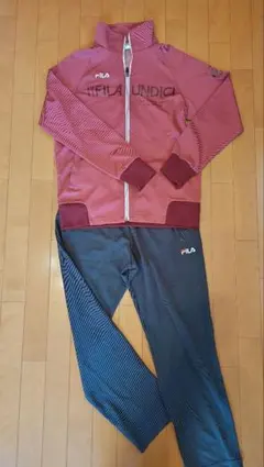 FILA ジャージ上下セット Lサイズ 赤・グレー