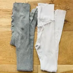 マタニティ レギンス タイツ グレー ホワイト L 2枚セット