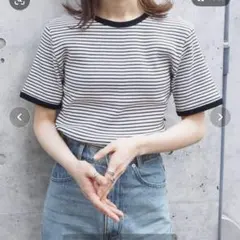 tiptop ボーダーリンガーTシャツ オフホワイトのサムネイル