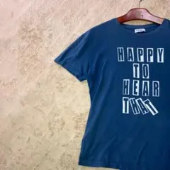 ★BORDER LINE ロゴプリント　半袖Tシャツ M くすみブルー