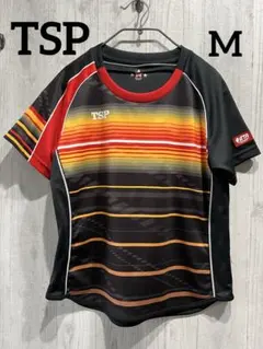 【TSP】レディース　卓球　ユニフォーム　M  1回着用のみ　黒×赤　ボーダー柄