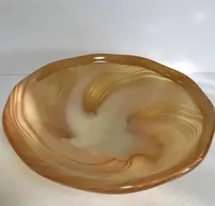 昭和レトロ　吹きガラス　大皿　果物皿　飾り皿　レトロガラス