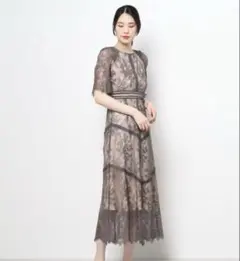 Dorry Doll ショルダーギャザーラッセルレースワンピース　モカ