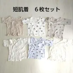 短肌着 6枚セット 動物柄・無地　くま柄