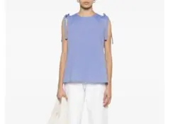 新品Max Mara ノースリーブ ブラウス ブルー リボンのサムネイル