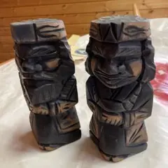 木製彫刻人形 2体セット