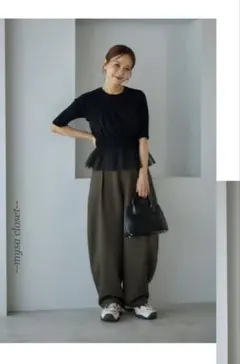 mysa 田中里奈 L しまむらㅤ タックコクーンパンツ