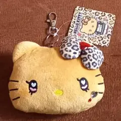 ハローキティ　フェイス　リール　パスケース　ギャル　ヒョウ柄